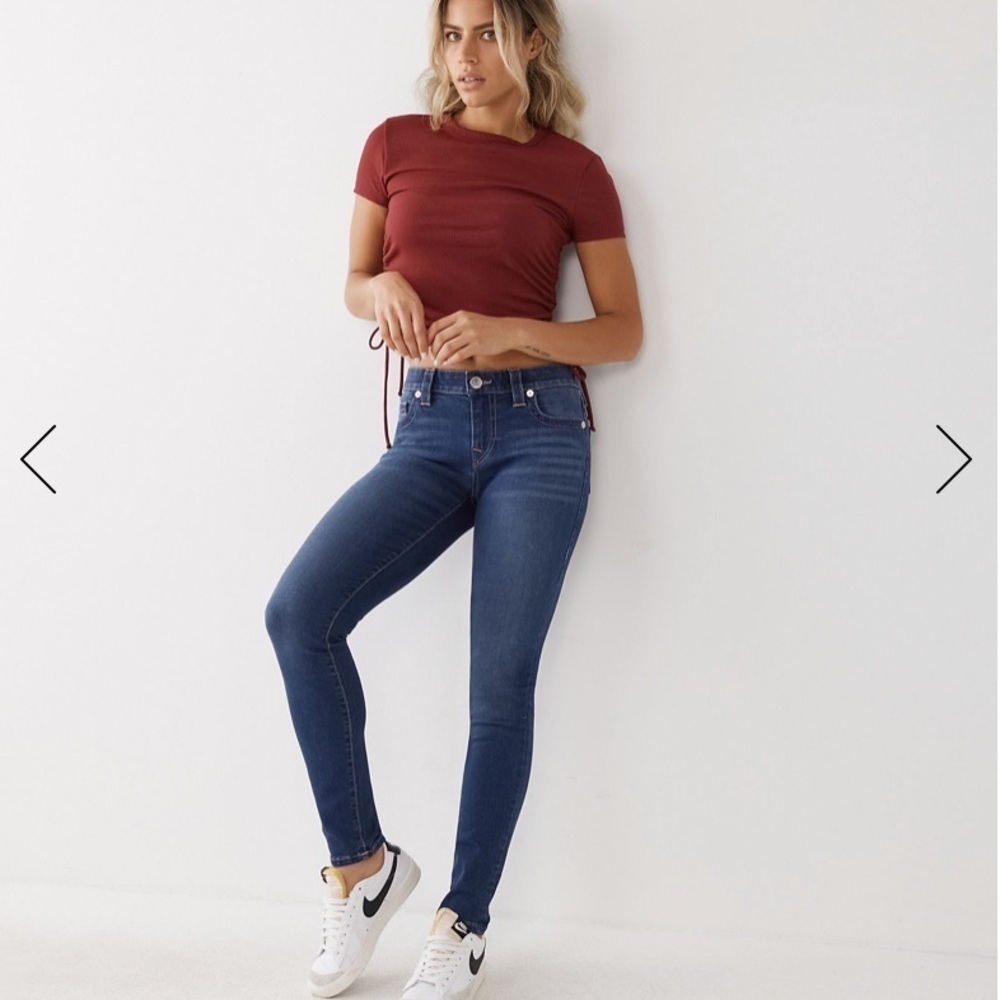 True Religion Halle Mid Rise Super Skinny Denim Jeans sz 28
